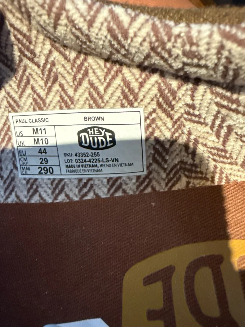 HEY DUDE PAUL CLASSIC - Brown- 43352-255H CASUAL SHOES MEN'S US 11- Brand new